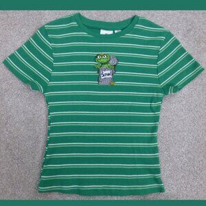 NWT- Sesame Street Youth Oscar The Grouch Embroidered Short Sleeve Top